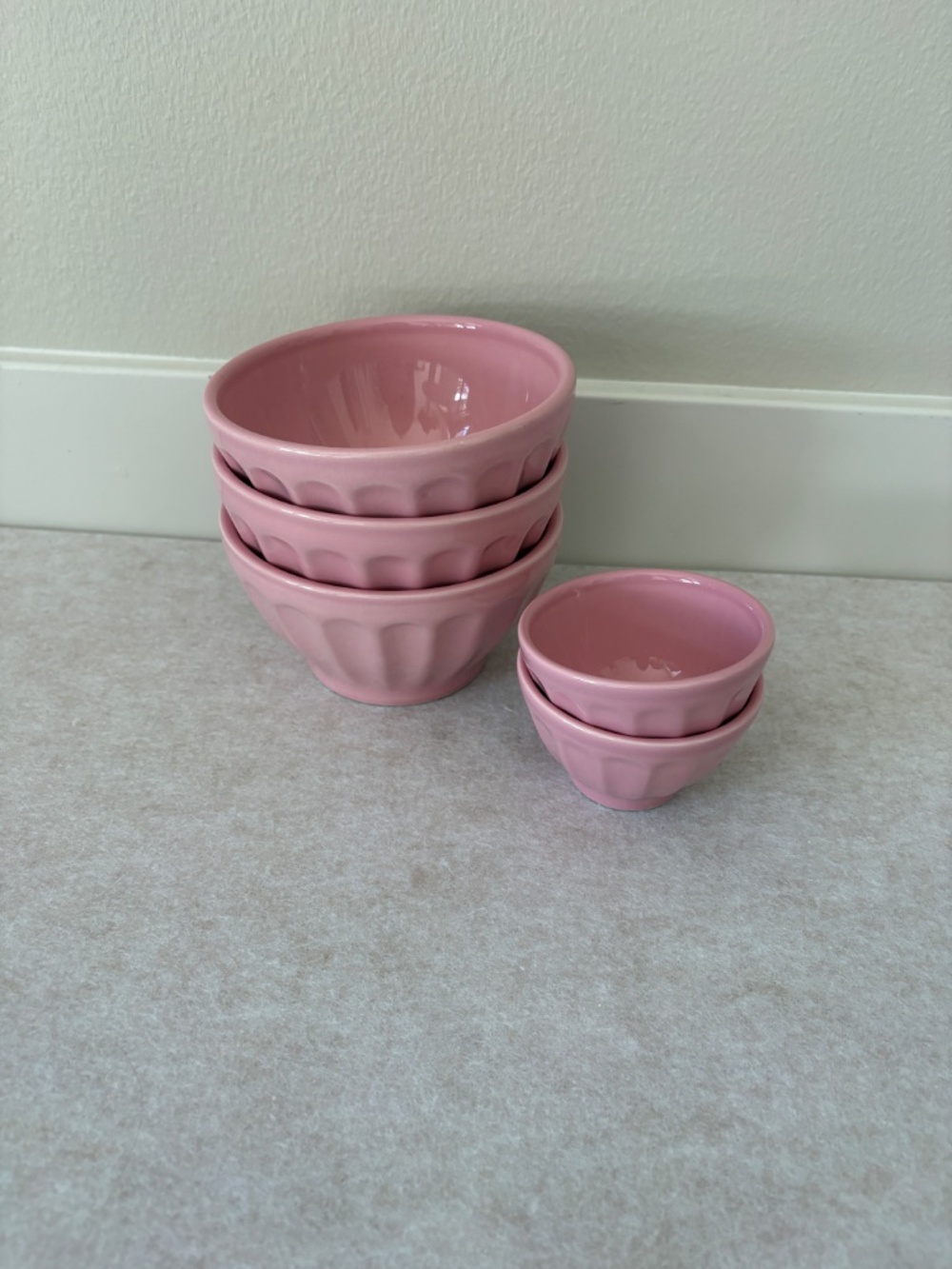 Anthropologie Cereal Bowls Pink Set of 3 - Picture 5 of 6